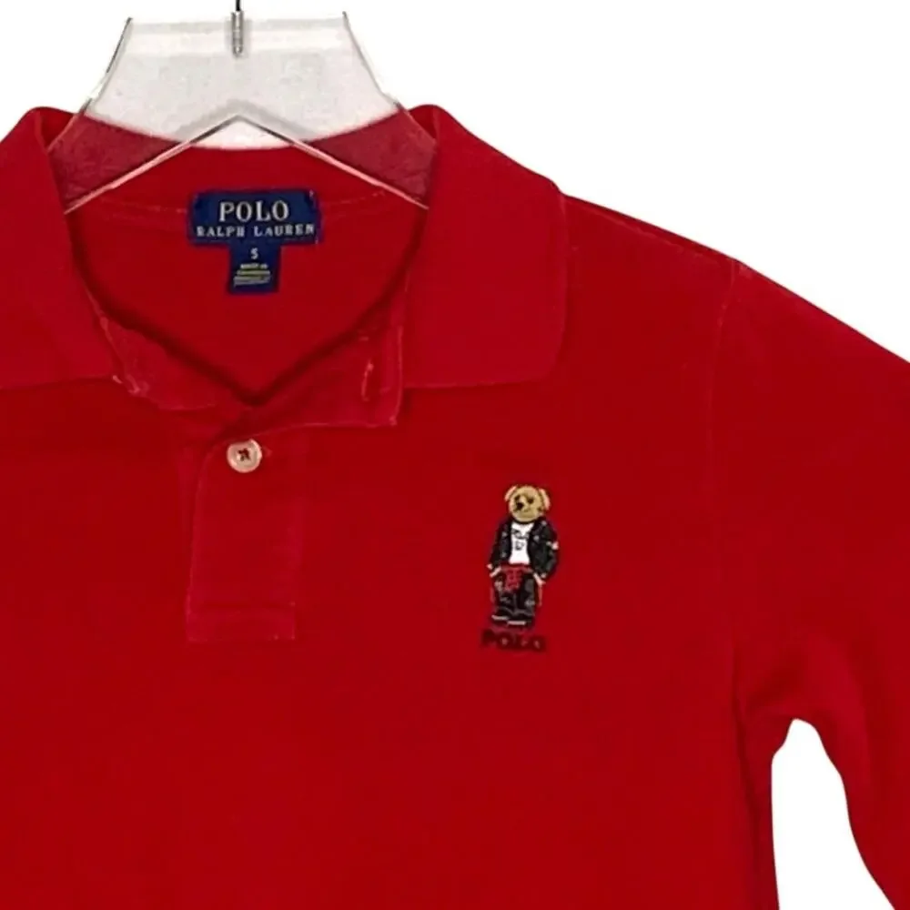 Polo Ralph Lauren 5 Boys Polo Bear Red Long Sleeve Polo Shirt Preppy